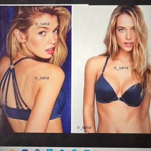 Victoria’s Secret Very Sexy Strappy Ring Push Up Bra Navy Front Closure 32D